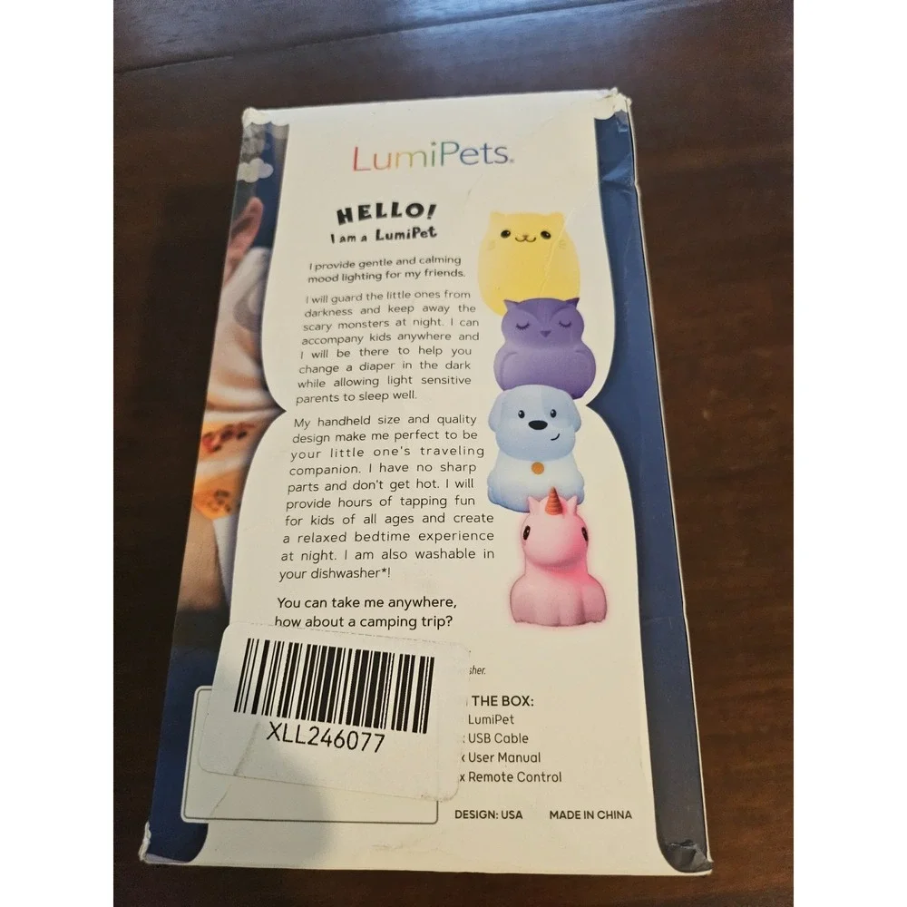 LumiPets Rabbit Night Light with Remote Control Rechargeable 9 Color‎ Light